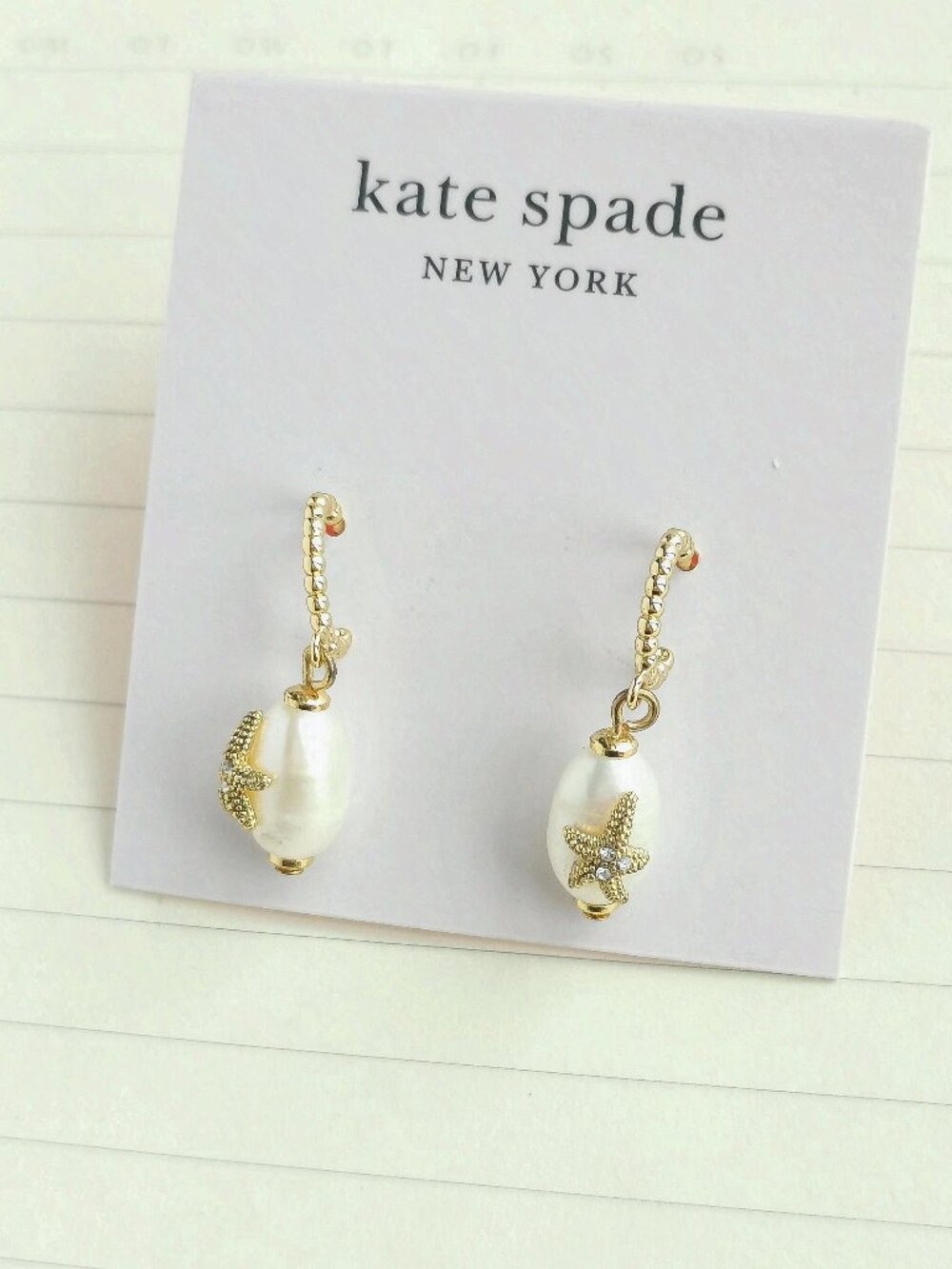 Kate Spade - Sea Star Starfish Gold Pearl Earrings